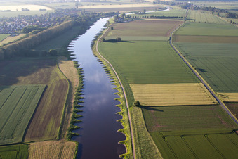 Building remains of the reactor units and facilities of the NPP nuclear power plant Kernkraftwerk Grohnde on Weser in Emmerthal in the state Lower Saxony, Germany