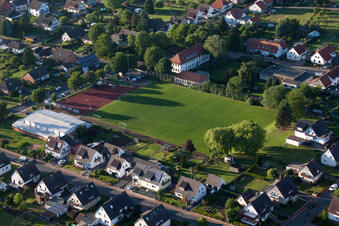 Sports hall and pitch in the district Grohnde in Emmerthal in the state Lower Saxony, Germany