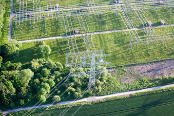 Oblique view of Substation Grohnde in the district Grohnde in Emmerthal in the state Lower Saxony, Germany