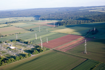 Grohnde substation in Emmerthal in the state Lower Saxony, Germany from above
