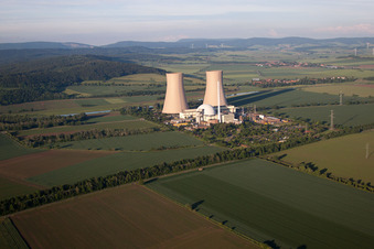 Nuclear power plant in the district Grohnde in Emmerthal in the state Lower Saxony, Germany from above