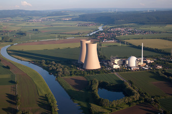 Nuclear power plant in the district Grohnde in Emmerthal in the state Lower Saxony, Germany seen from above