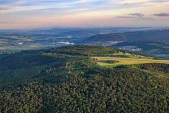 Aerial view of Airport Höxter-Holzminden (EDVI) from the north in the district Albaxen in Höxter in the state North Rhine-Westphalia, Germany