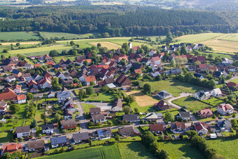 Aerial view of District Altenbergen in Marienmünster in the state North Rhine-Westphalia, Germany