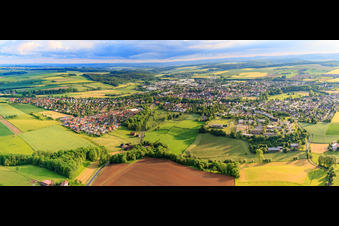 Aerial view of City panorama from the northeast in Brakel in the state North Rhine-Westphalia, Germany
