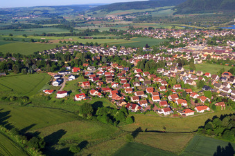 View of the town from the northeast in Boffzen in the state Lower Saxony, Germany