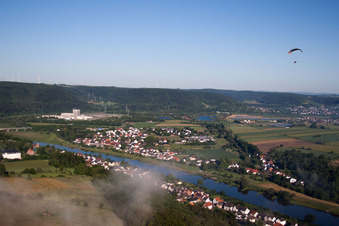 Aerial view of District Würgassen in Beverungen in the state North Rhine-Westphalia, Germany