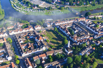 Baroque harbor with lock behind St. Stephen's Church in Bad Karlshafen in the state Hesse, Germany