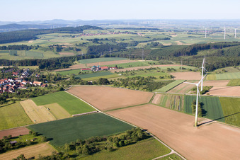Aerial view of District Langenthal in Trendelburg in the state Hesse, Germany