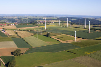 Wind farm Haarbrück-Wortberg in the district Haarbrück in Beverungen in the state North Rhine-Westphalia, Germany from above