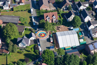 Participants of the Kirchweih Festival on the event concert grounds in the district Brenkhausen in Höxter in the state North Rhine-Westphalia, Germany