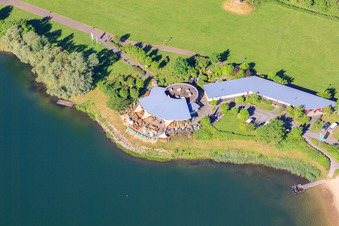 Restaurant Strandgut Höxter on Lake Godelheim in Höxter in the state North Rhine-Westphalia, Germany out of the air