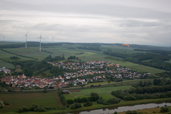 Oblique view of Gädheim in the state Bavaria, Germany