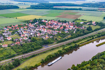 Aerial view of District Ottendorf in Gädheim in the state Bavaria, Germany