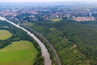 Weekend houses above the Main slope at Bismarckhöhe in Schweinfurt in the state Bavaria, Germany
