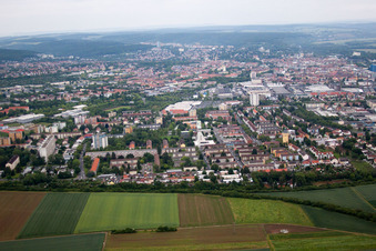 Aerial photograpy of Oberndorf in Schweinfurt in the state Bavaria, Germany