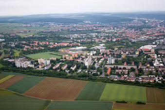 Oblique view of Oberndorf in Schweinfurt in the state Bavaria, Germany