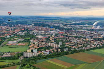 Aerial view of Montessori School in Schweinfurt in the state Bavaria, Germany