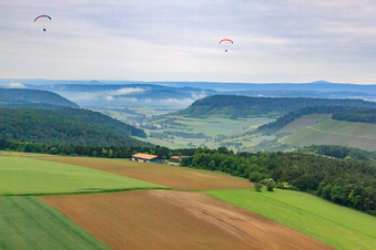Aerial view of Shortly before the Ramsthal in Ramsthal in the state Bavaria, Germany