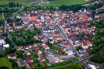 Aerial view of Village view in Euerdorf in the state Bavaria, Germany