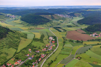 Aerial view of Einhard Elementary School in Euerdorf in the state Bavaria, Germany