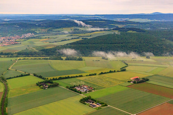 Schleifweg with settler farms e.g. Edgar Lippert in Euerdorf in the state Bavaria, Germany