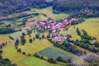 Aerial view of District Morlesau in Hammelburg in the state Bavaria, Germany