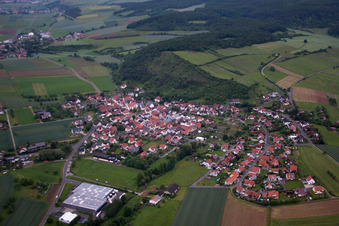 Aerial view of Karsbach in the state Bavaria, Germany