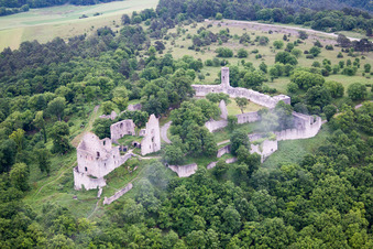 Ruins and vestiges of the former castle and fortress Burgruine Homburg bei Goessenheim in Goessenheim in the state Bavaria, Germany