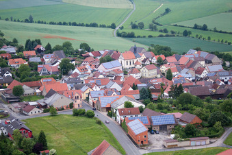 Aerial view of Village view in the district Heßlar in Karlstadt am Main in the state Bavaria, Germany
