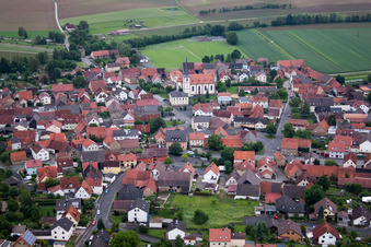 Aerial view of Village view in the district Zeuzleben in Werneck in the state Bavaria, Germany