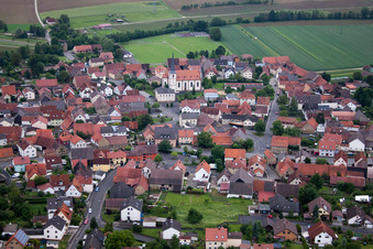 Aerial photograpy of Village view in the district Zeuzleben in Werneck in the state Bavaria, Germany