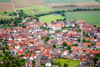 Village view in the district Zeuzleben in Werneck in the state Bavaria, Germany from above