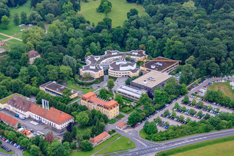 Aerial photograpy of Hospital for Psychiatry, Psychotherapy and Psychosomatic Medicine Schloss Werneck in Werneck in the state Bavaria, Germany