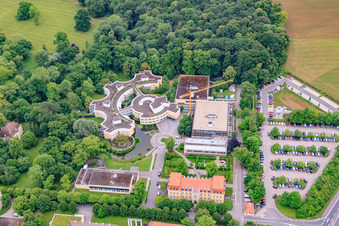 Hospital for Psychiatry, Psychotherapy and Psychosomatic Medicine Schloss Werneck in Werneck in the state Bavaria, Germany from the plane