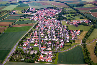 Aerial view of District Ettleben in Werneck in the state Bavaria, Germany