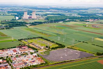 Industrial estate and company settlement on Bahnhof bevor the nuclar power plant in Bergrheinfeld in the state Bavaria