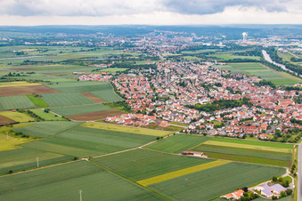 Town View of the streets and houses of the residential areas in Bergrheinfeld in the state Bavaria