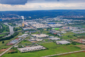 Brüsselstraße industrial area with DB Schenker in the district Oberndorf in Schweinfurt in the state Bavaria, Germany