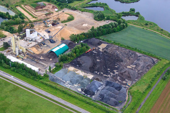 Aerial view of Asphaltmischwerke Main-Saale GmbH & Co.KG Plant Grafenrheinfeld in Grafenrheinfeld in the state Bavaria, Germany
