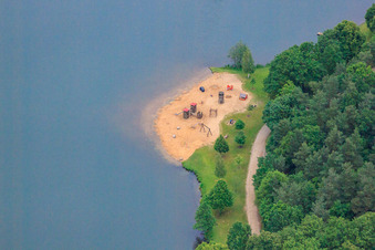 Beach of the Schweinfurt quarry lake in the district Oberndorf in Schweinfurt in the state Bavaria, Germany