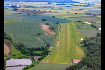 Aerial view of Schweinfurt South Airport EDFS in Gochsheim in the state Bavaria, Germany
