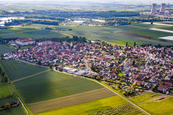 District Heidenfeld in Röthlein in the state Bavaria, Germany seen from above