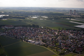 District Heidenfeld in Röthlein in the state Bavaria, Germany from the plane