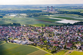 Bird's eye view of District Heidenfeld in Röthlein in the state Bavaria, Germany