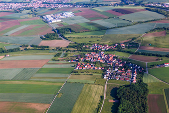 Aerial view of Village view in the district Mühlhausen in Estenfeld in the state Bavaria, Germany