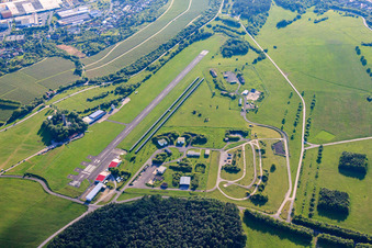 Aerial photograpy of Airport Würzburg-Schenkenturm - EDFW in the district Dürrbachtal in Würzburg in the state Bavaria, Germany