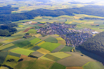 View of the town from the northeast in Waldbrunn in the state Bavaria, Germany