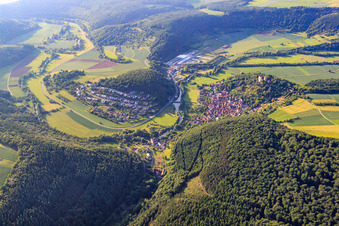 Drof in a loop of the Tauber in the district Gamburg in Werbach in the state Baden-Wuerttemberg, Germany