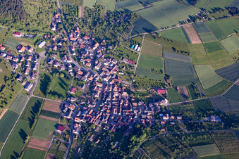 Aerial photograpy of District Eiersheim in Külsheim in the state Baden-Wuerttemberg, Germany